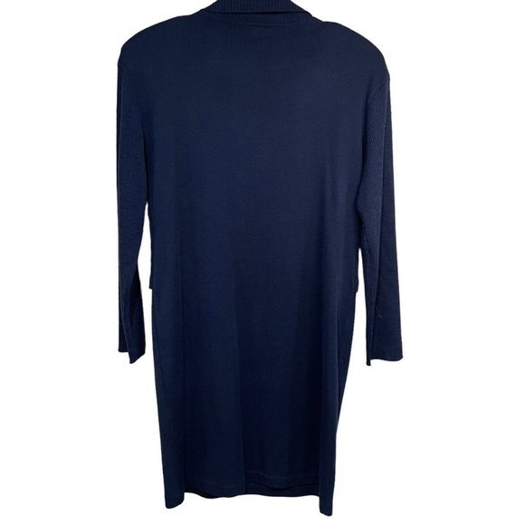 Carol Little Womens Sweater Dress Size large Vintage navy Embroidered Midi Wool - Picture 2 of 13